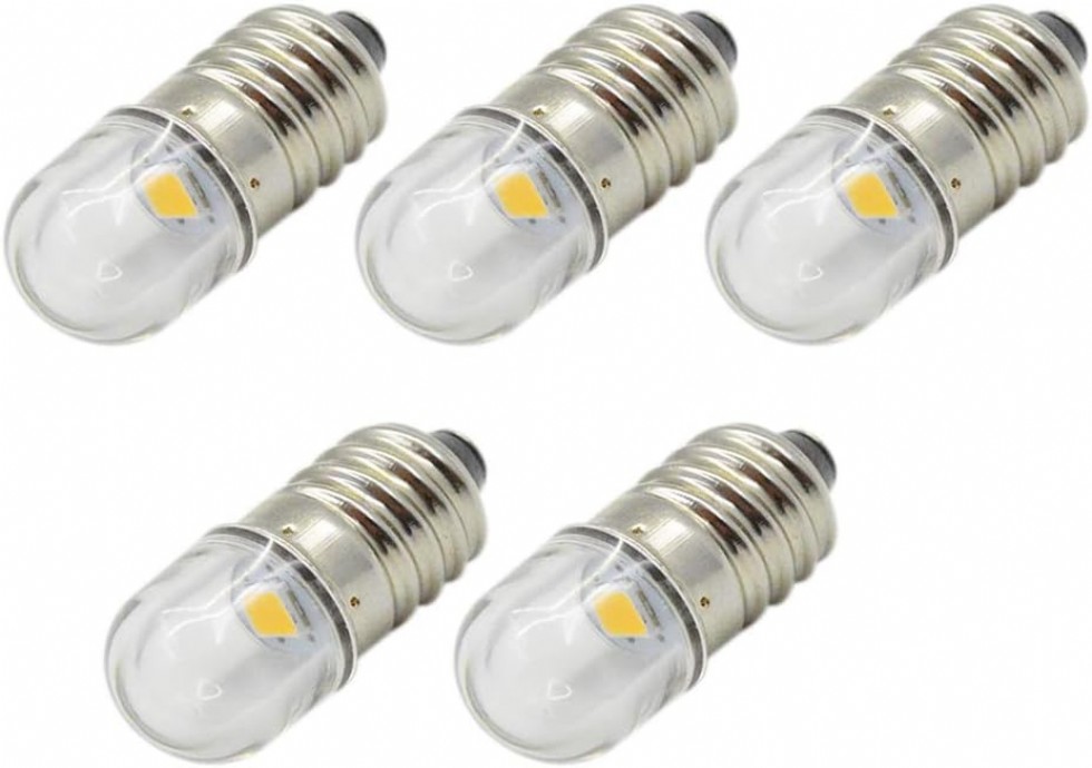 Kodu: 1156 - E10 Baz Soket Led Ampul Beyaz Mini Kafa El Feneri Lambası 5'li El Feneri Ampuller