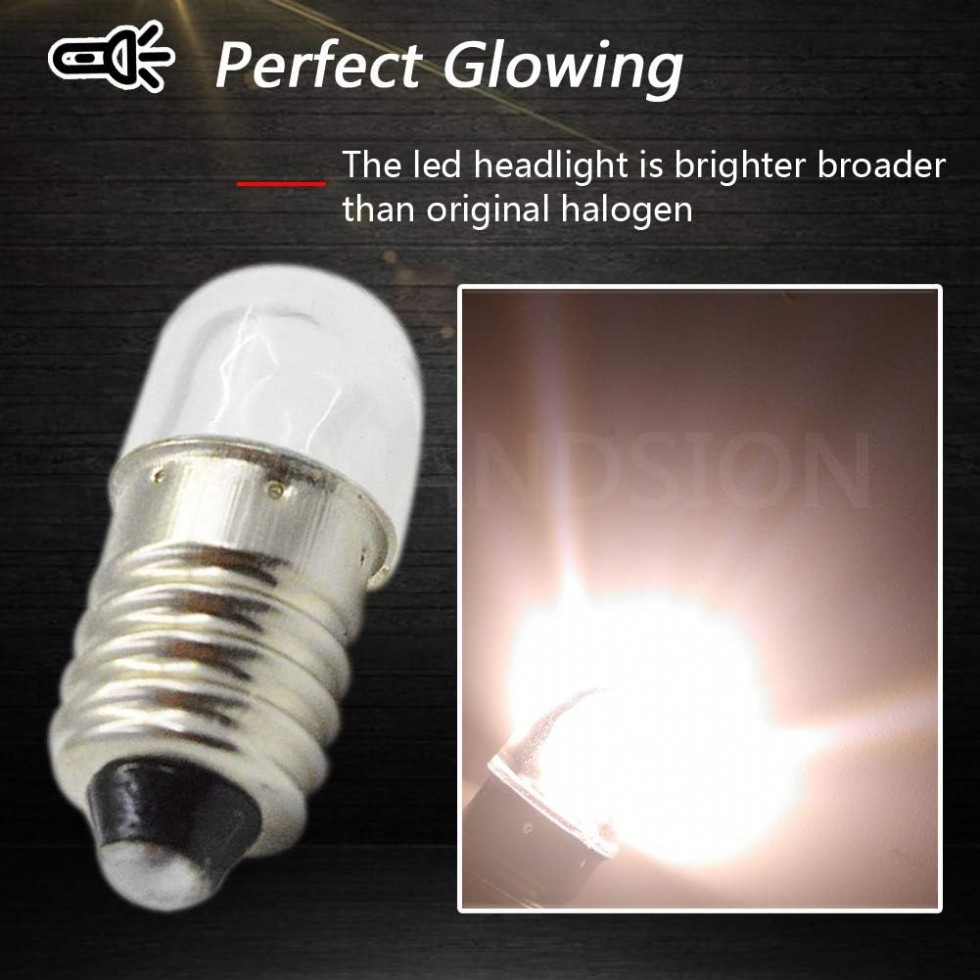 Kodu: 1160 - E10 Baz Soket Led Ampul Beyaz Mini Kafa El Feneri Lambası 5'li El Feneri Ampuller