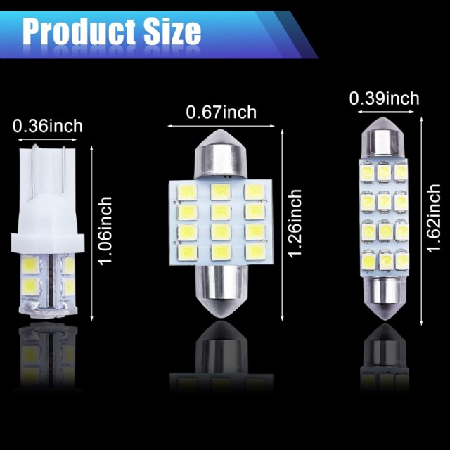 Yogeıer Araba Led Ampul Beyaz Işık, 24lü Kombinasyon Led Seti, Araç İçi Aydınlatma